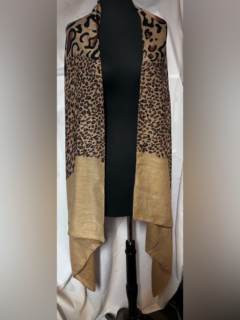 Leopard Print Tan Wrap Scarf